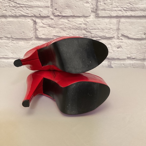 Stripper Boots 9 Pahrump NV Used Exotic Dancer Red Platform Tall Knee Jante - Picture 8 of 14